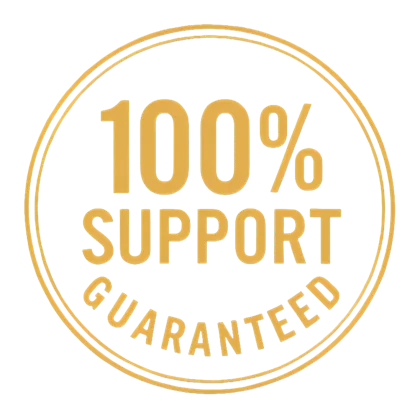 100% support guaranteed seal